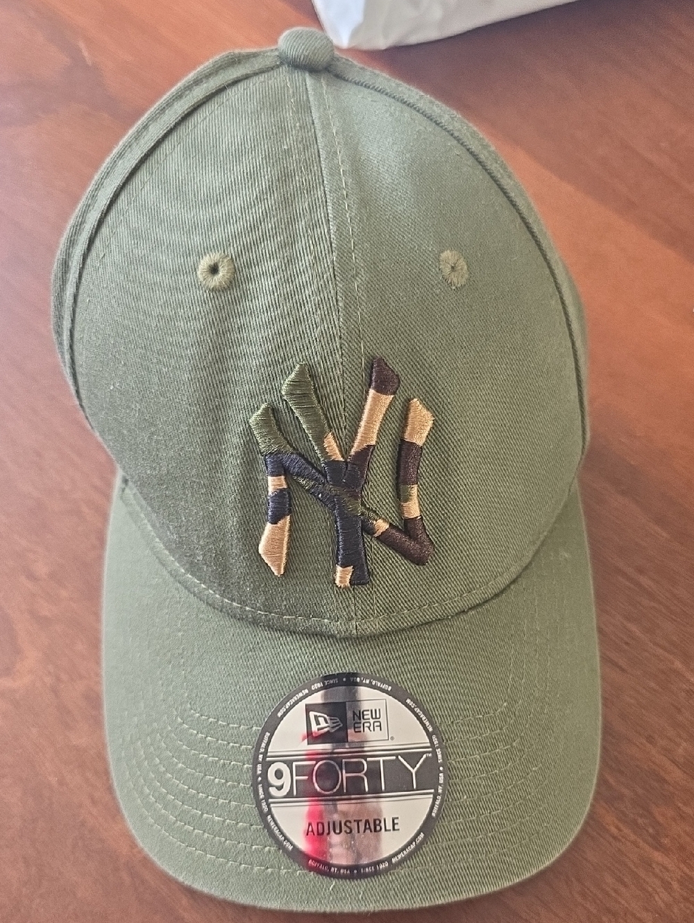New Era Olive Green Cap with Camo NY Logo
